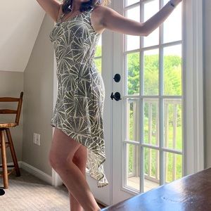 High/low fan pattern tank dress